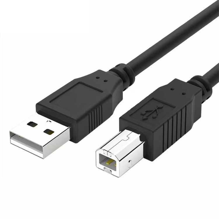 كابل بيانات طابعة USB2.0 مربع الفم من النحاس النقي الأسود 1.8م 5م A/B - Image 1